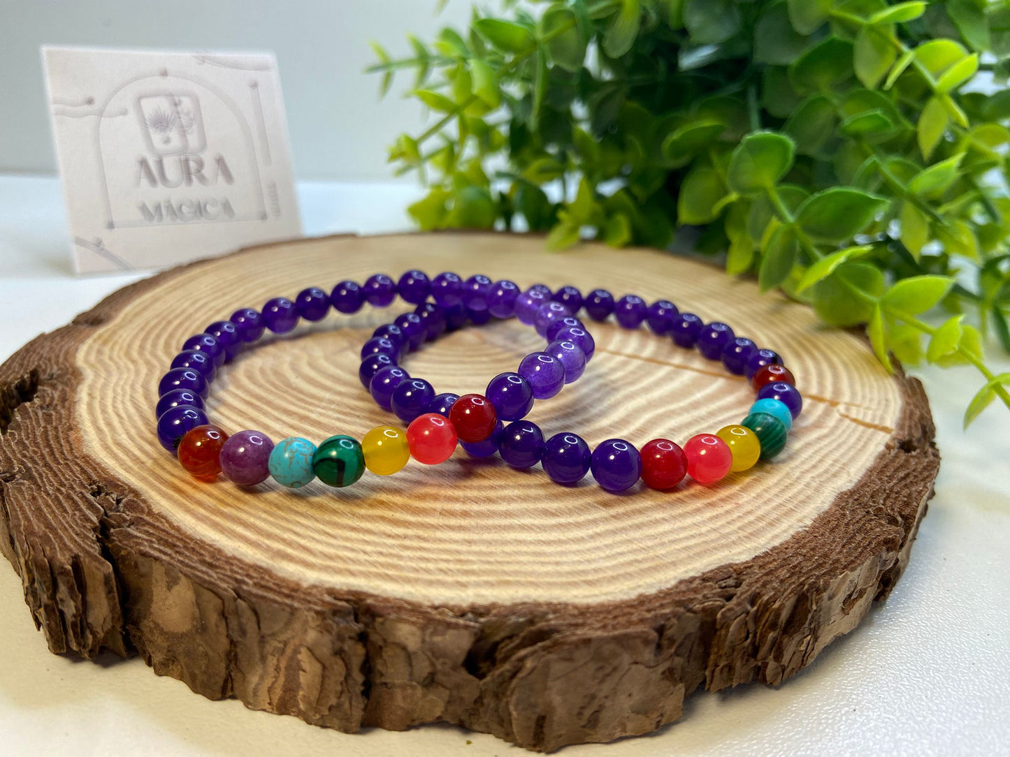Pulsera Amatista Minerales 7 Chakras
