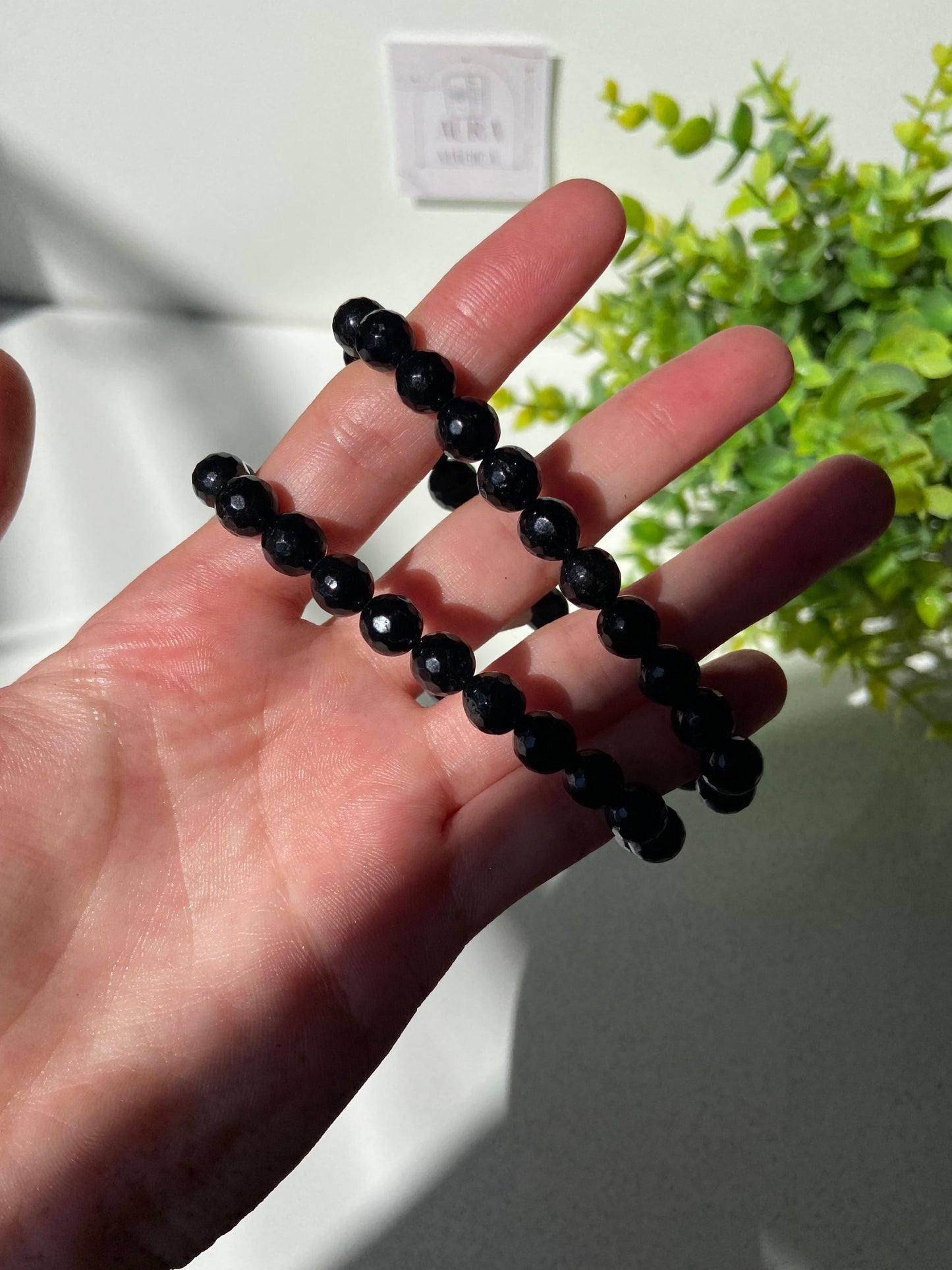 Pulsera Facetada de Turmalina Negra 8mm