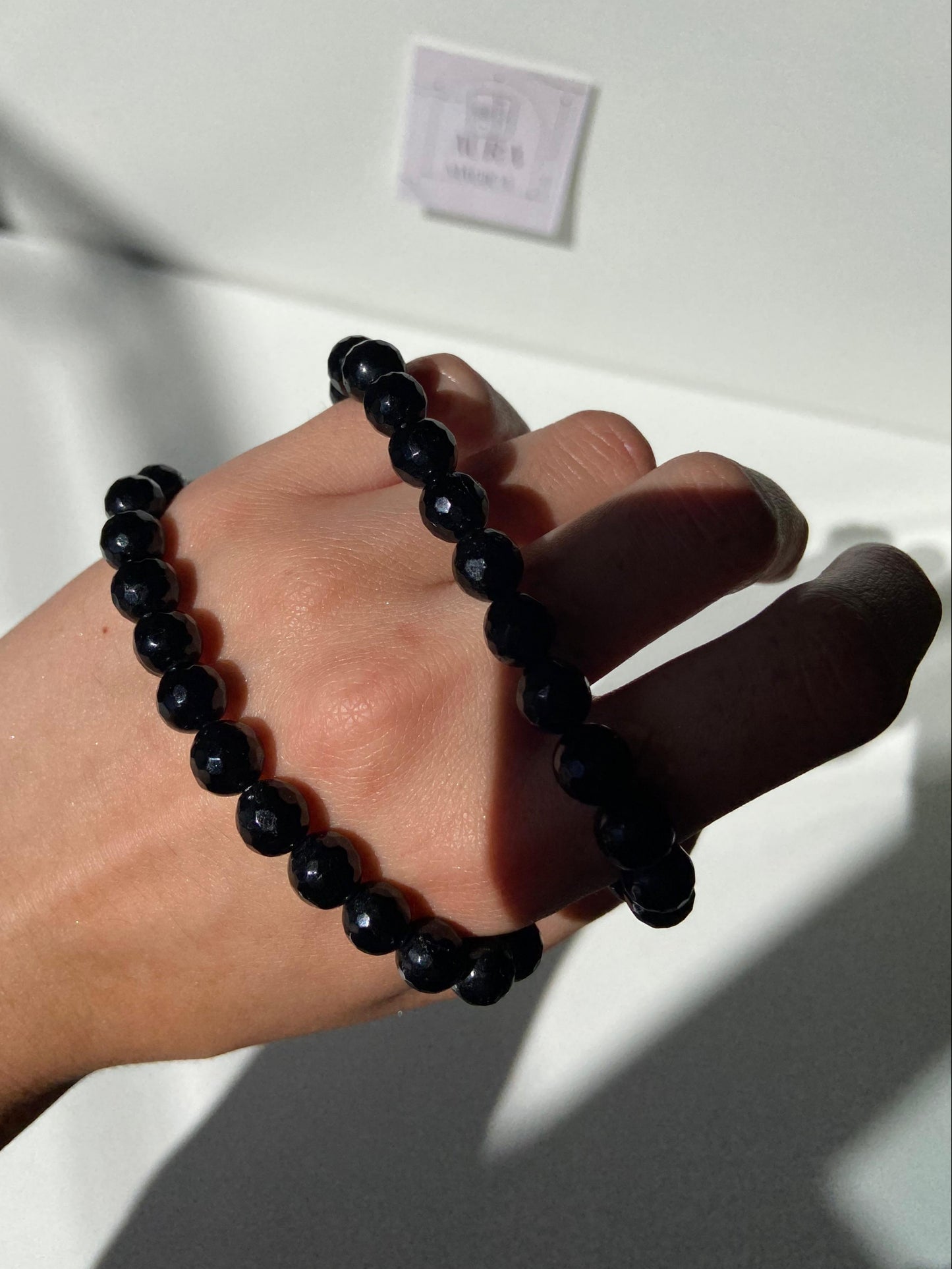 Pulsera Facetada de Turmalina Negra 8mm
