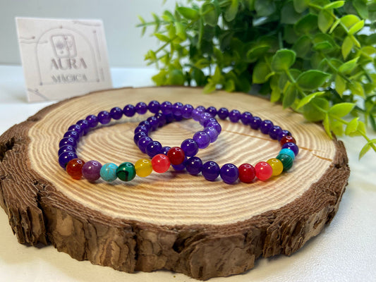 Pulsera Amatista Minerales 7 Chakras