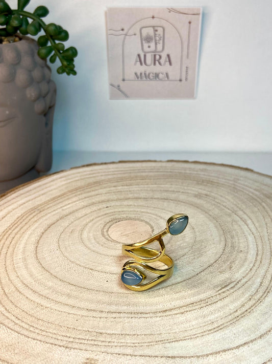 Anillo Bronce con Dos Minerales