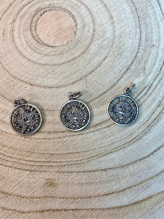 Colgante Tetragramatón en Plata de Ley 925 Envejecida