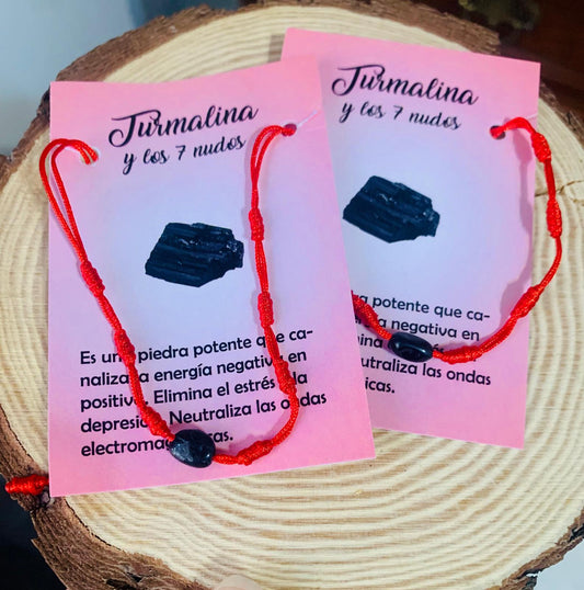 Pulsera 7 Nudos con Turmalina