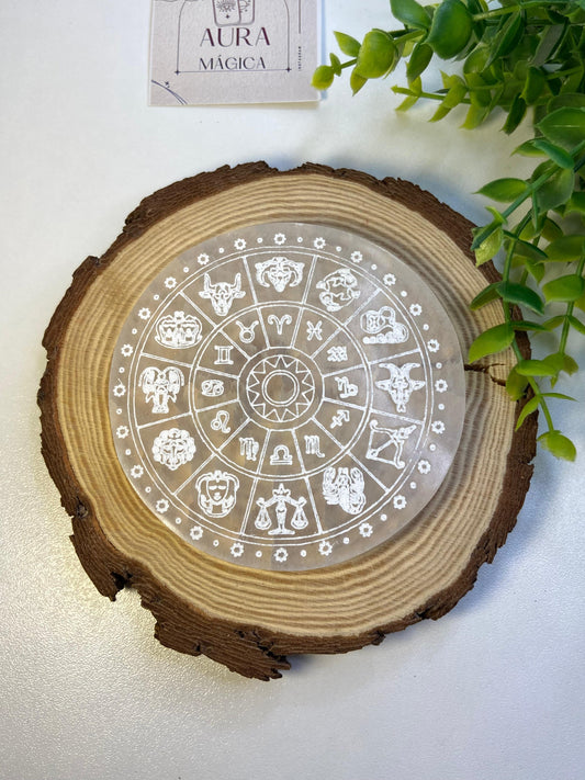 Placa de Selenita Horoscopo (10 cm)